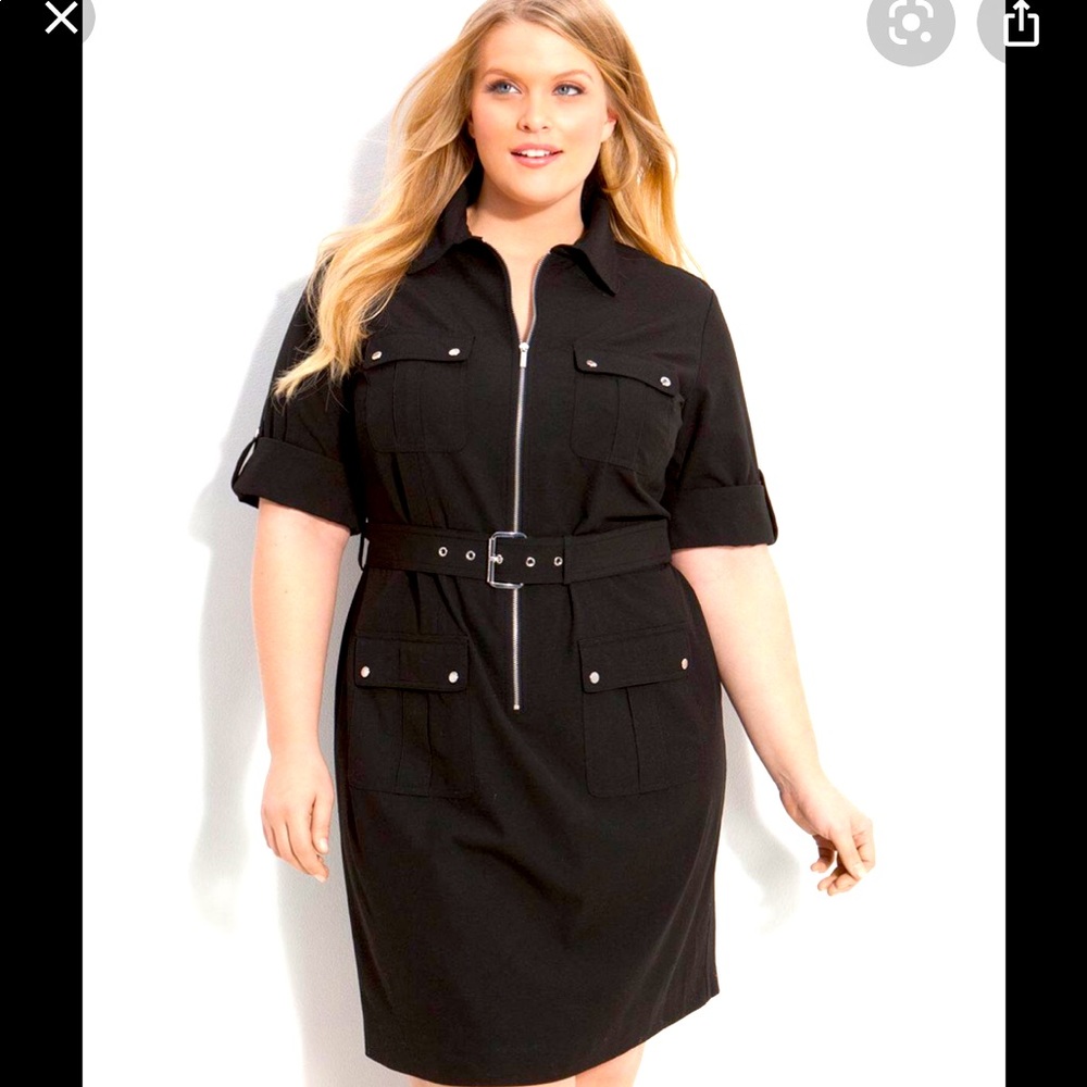 NWT $130 Michael Kors Utility Shirt Dress Navy 2X
